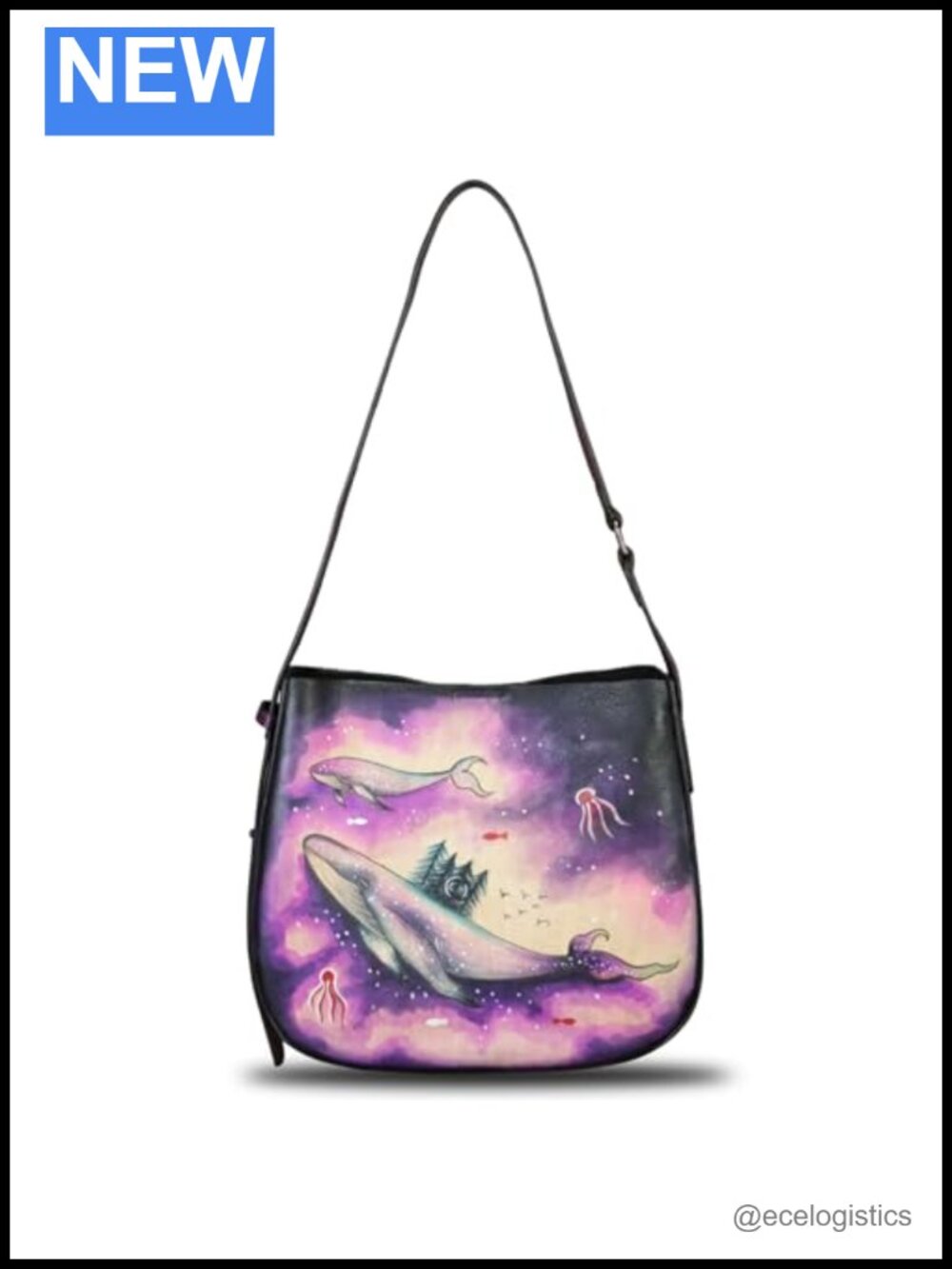 Genuine Leather Hand Painted Handbag Shoulder Purse Crossbody Sling